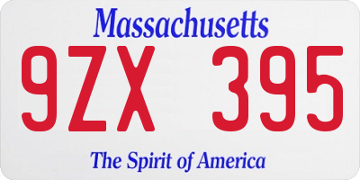 MA license plate 9ZX395