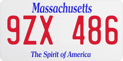 MA license plate 9ZX486