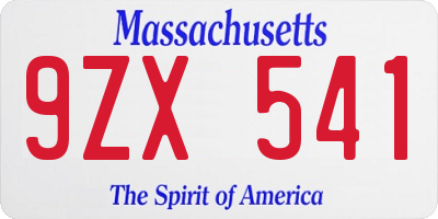 MA license plate 9ZX541