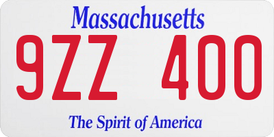 MA license plate 9ZZ400