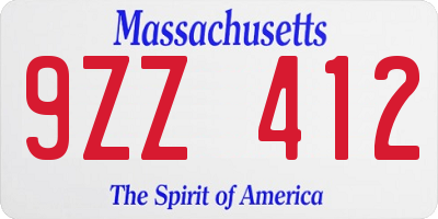 MA license plate 9ZZ412