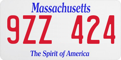 MA license plate 9ZZ424