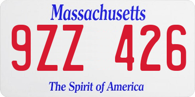 MA license plate 9ZZ426