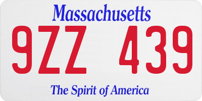 MA license plate 9ZZ439