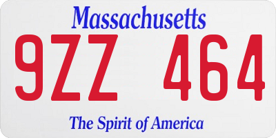 MA license plate 9ZZ464