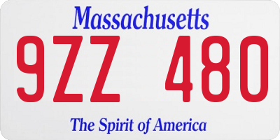 MA license plate 9ZZ480