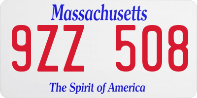 MA license plate 9ZZ508