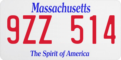 MA license plate 9ZZ514