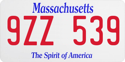 MA license plate 9ZZ539