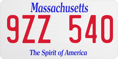 MA license plate 9ZZ540