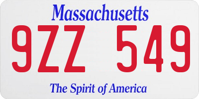 MA license plate 9ZZ549