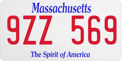 MA license plate 9ZZ569