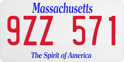 MA license plate 9ZZ571