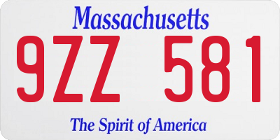 MA license plate 9ZZ581