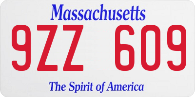 MA license plate 9ZZ609