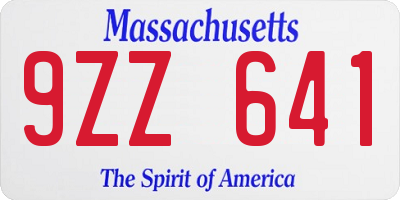 MA license plate 9ZZ641