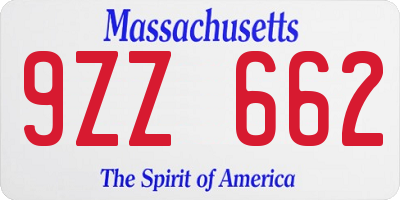 MA license plate 9ZZ662