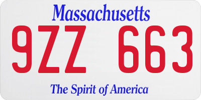 MA license plate 9ZZ663