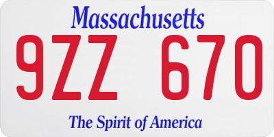 MA license plate 9ZZ670