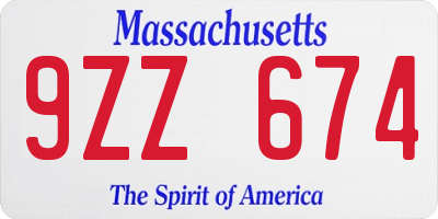 MA license plate 9ZZ674