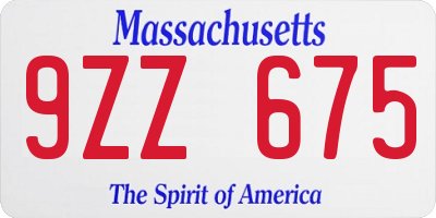 MA license plate 9ZZ675