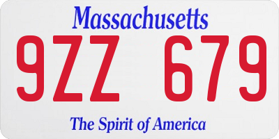 MA license plate 9ZZ679