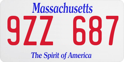 MA license plate 9ZZ687