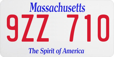 MA license plate 9ZZ710