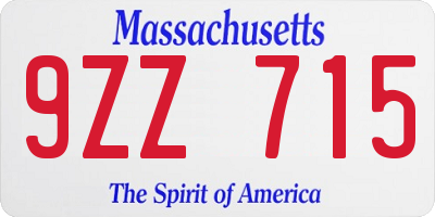 MA license plate 9ZZ715