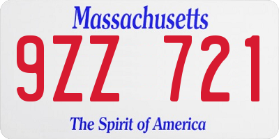 MA license plate 9ZZ721