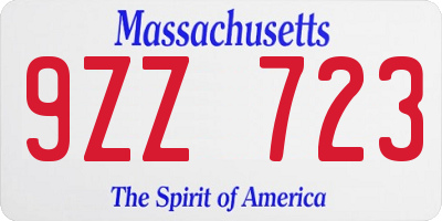 MA license plate 9ZZ723