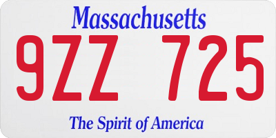 MA license plate 9ZZ725