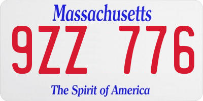 MA license plate 9ZZ776