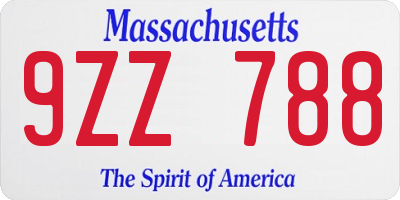 MA license plate 9ZZ788