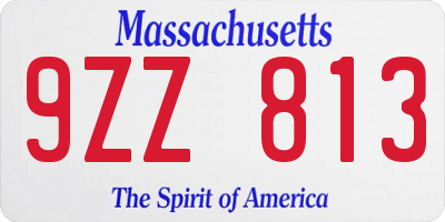 MA license plate 9ZZ813