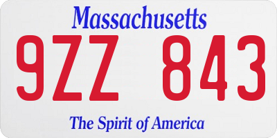 MA license plate 9ZZ843