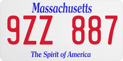 MA license plate 9ZZ887