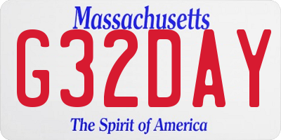 MA license plate G32DAY