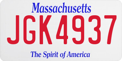 MA license plate JGK4937