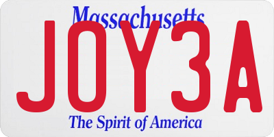 MA license plate JOY3A