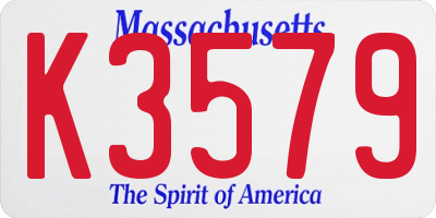 MA license plate K3579
