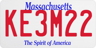 MA license plate KE3M22