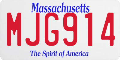 MA license plate MJG914