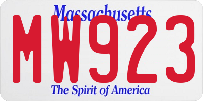 MA license plate MW923