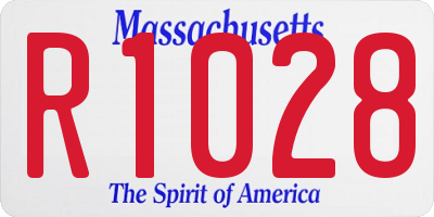 MA license plate R1028