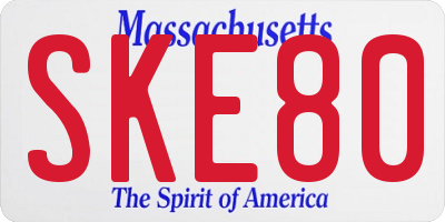MA license plate SKE80