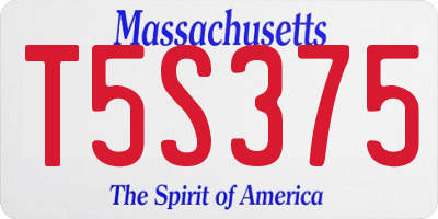MA license plate T5S375
