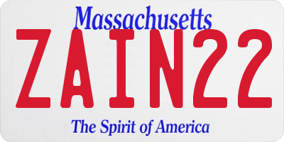 MA license plate ZAIN22