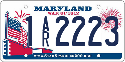 MD license plate 1AR2223