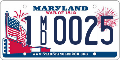 MD license plate 1MD0025